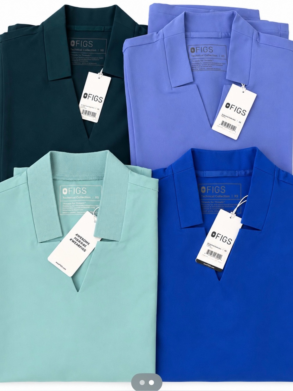 Figs Inala Slim Scrub Tops with Self Collar Bundle of 4 BNWT